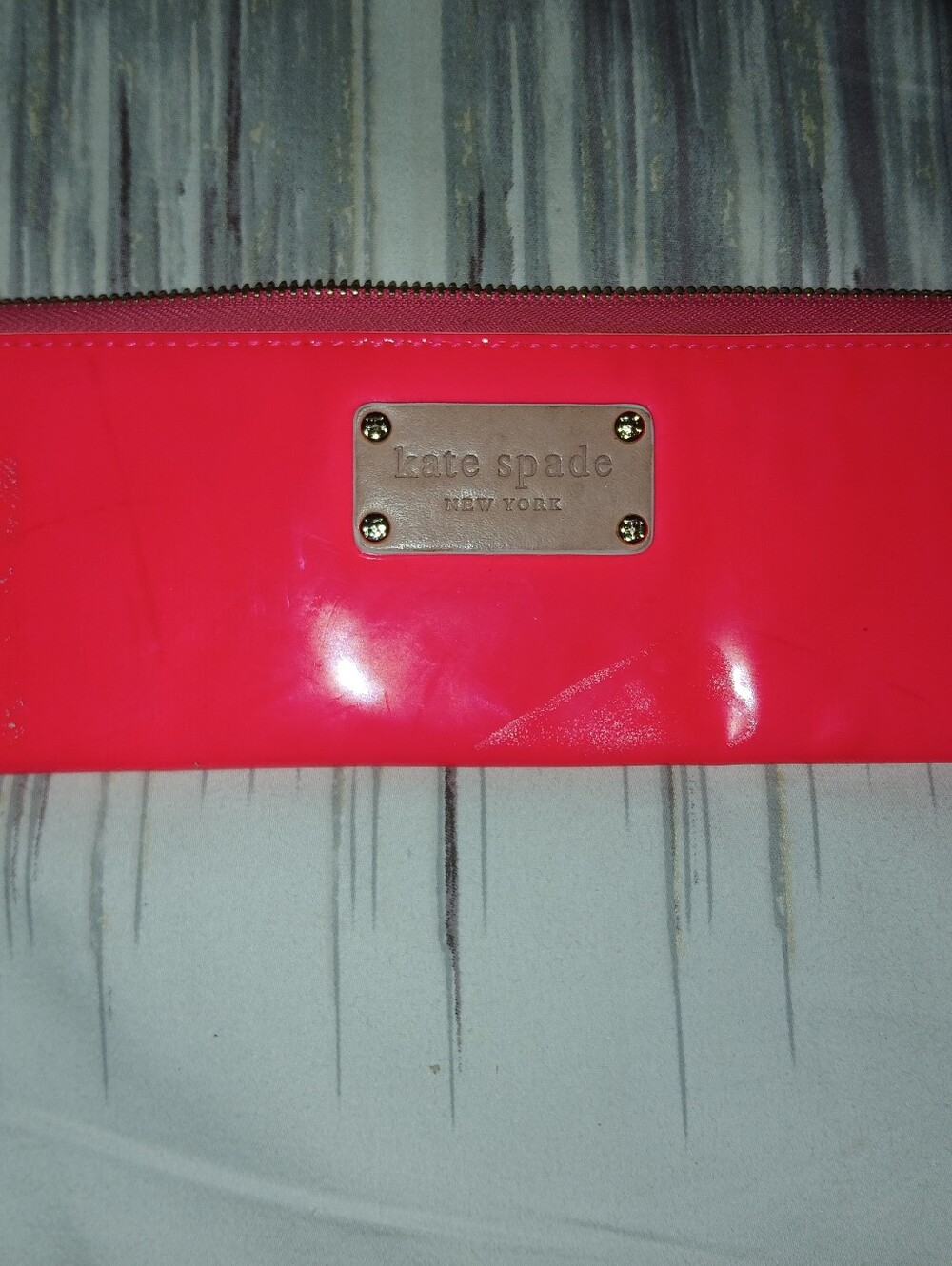 Kate Spade Pink Patent Leather Zip Wallet